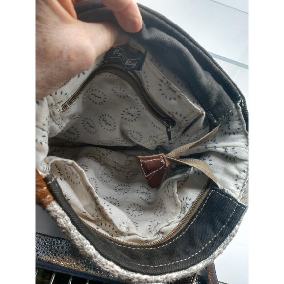 Myra Bag Leather & Wool Tote Backpack With Tassel Accent - Picture 7 of 14